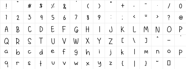 Baby Shrimp Regular  glyph index