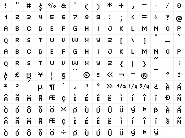 UF Orbital Menu Regular  glyph index