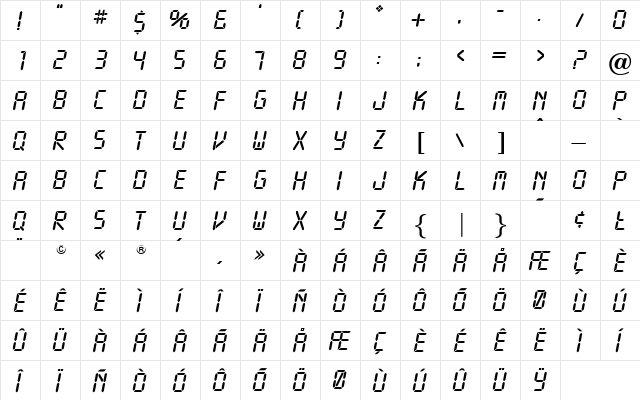 OPTICalculator Medium  glyph index