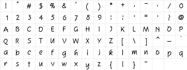 Washburn 1 Regular  glyph index