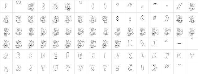 LD Bunnies Regular  glyph index