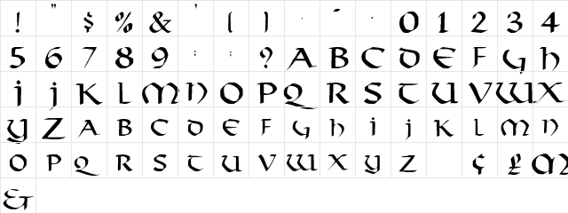 PillageSSK Bold  glyph index