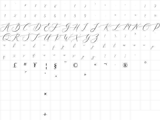 queenland Regular  glyph index