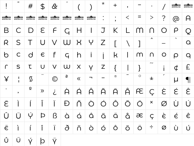 Eastman Alternate Trial Regular  glyph index