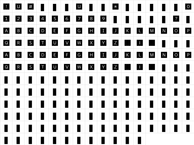 WhitneyIndexBlack SquareLt1  glyph index