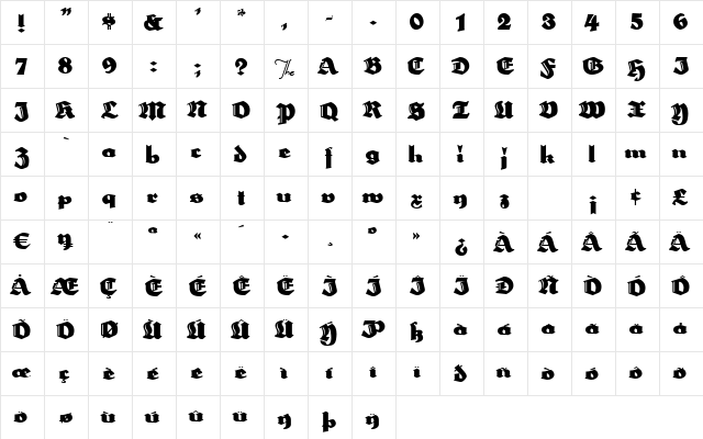 HerzogVonGraf Normal  glyph index