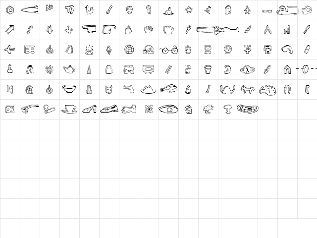 BlockheadIllustPlain Regular  glyph index