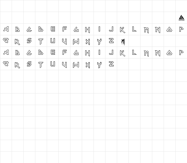 Iron Maiden Regular  glyph index