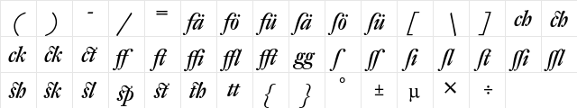 DTL Fleischmann D Alt Medium Italic  glyph index