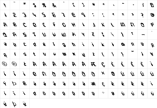 FZ WACKY 37 LEFTY Normal  glyph index