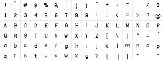 BLACK HIGHLIGHT Regular  glyph index
