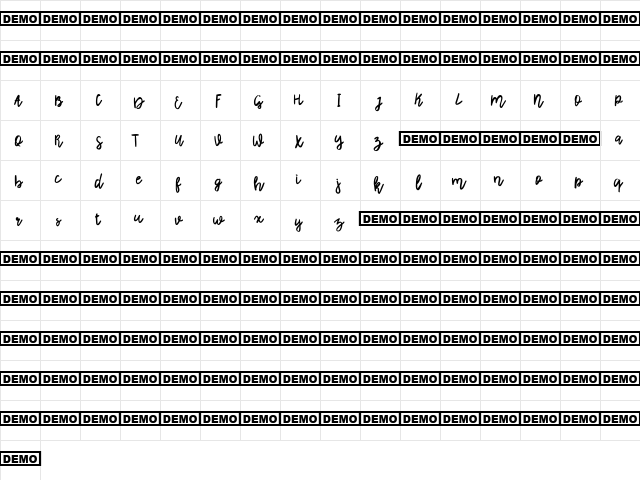 Rhiner Regular  glyph index