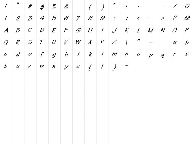 Teknics-X Regular  glyph index