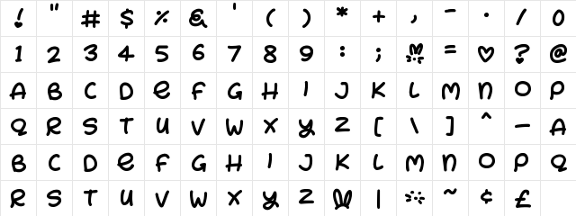 Bunny Ears Regular  glyph index