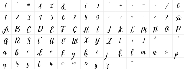 Babyola Regular  glyph index
