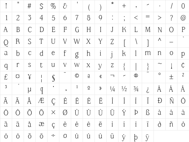 AIAlign Regular  glyph index