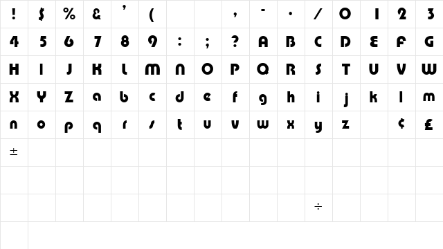 CelestiSSK Regular  glyph index