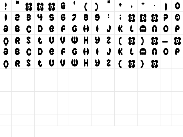 CoasterBrakes Regular  glyph index