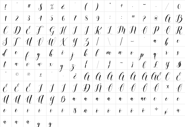 Wellcome Regular  glyph index