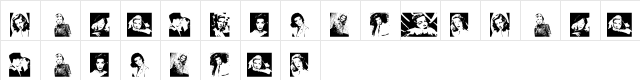 Bacall Regular  glyph index