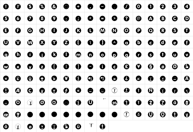 FolksCircleNegative Regular  glyph index