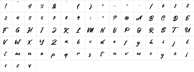 Friend Write Regular  glyph index