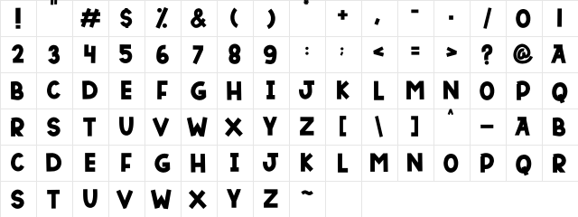 DUTSKY TIME Regular  glyph index
