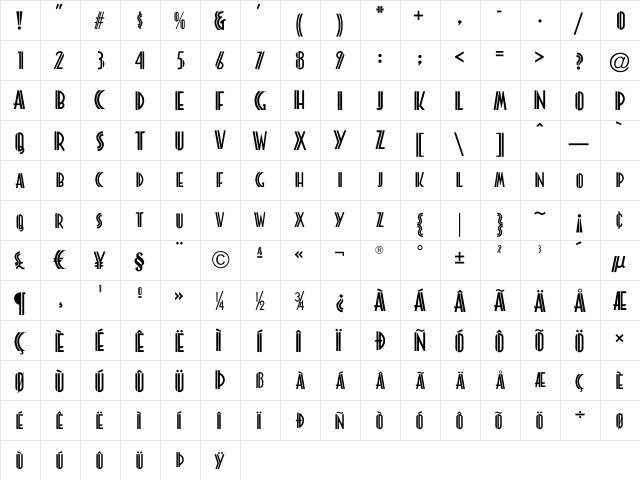 Platonick-Normal Regular  glyph index
