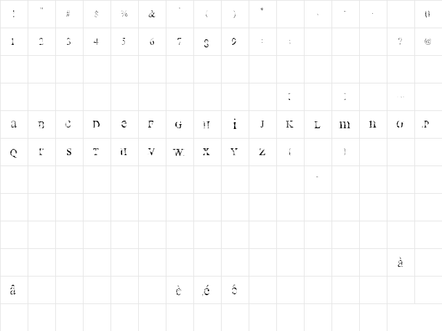 all used up Regular  glyph index