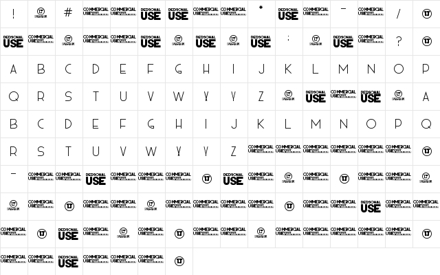 HIELO regular  glyph index