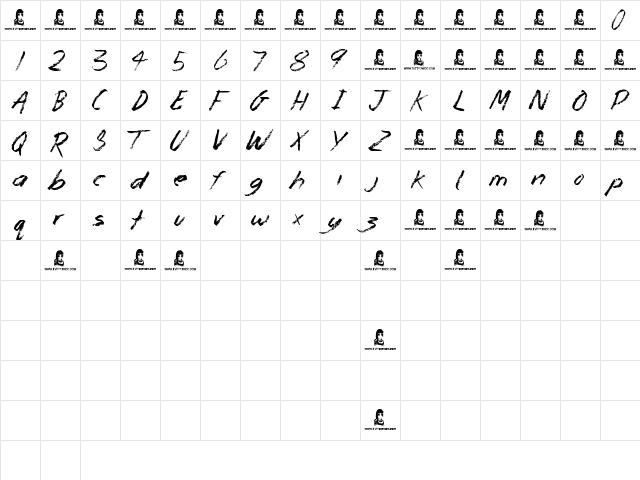Watch Me Burn Regular  glyph index