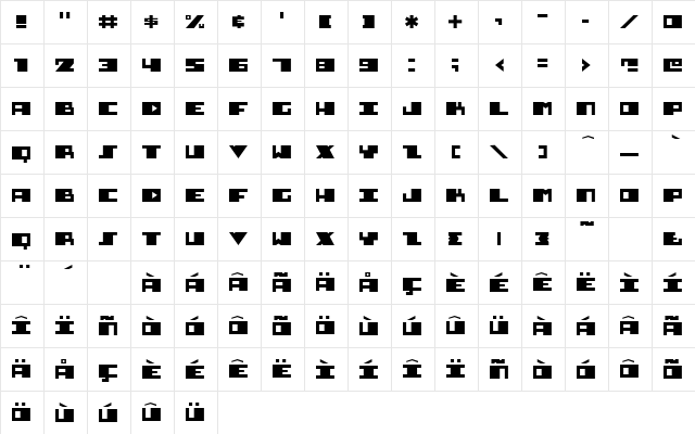Diesel Regular  glyph index