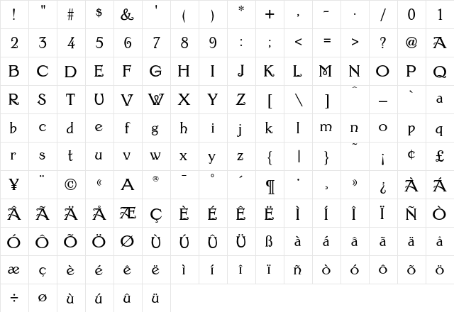 Giraldon Regular  glyph index