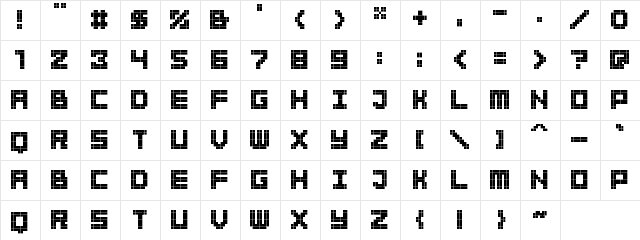 BitBold Regular  glyph index