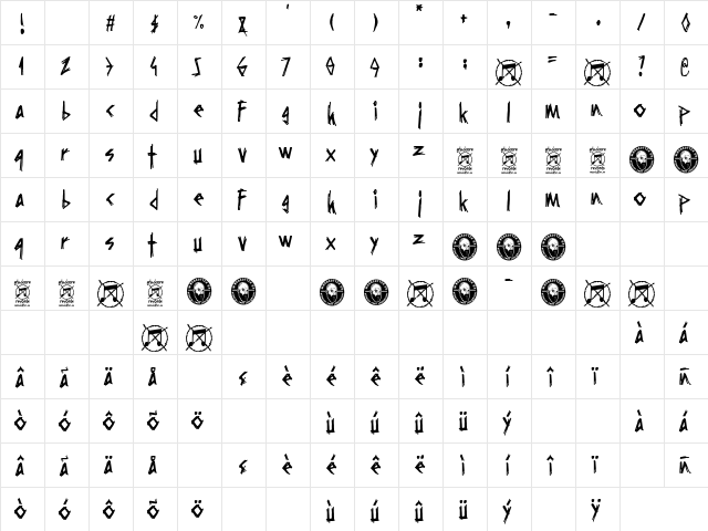 Grindcore Records Regular  glyph index