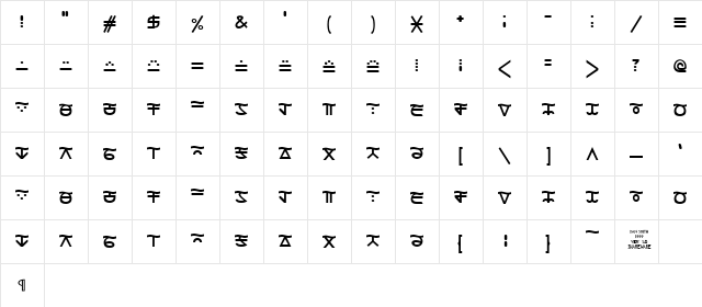 DS_Aqua-1 Regular  glyph index