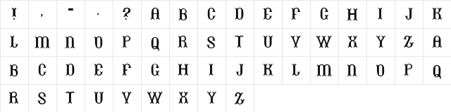 Beans Regular  glyph index