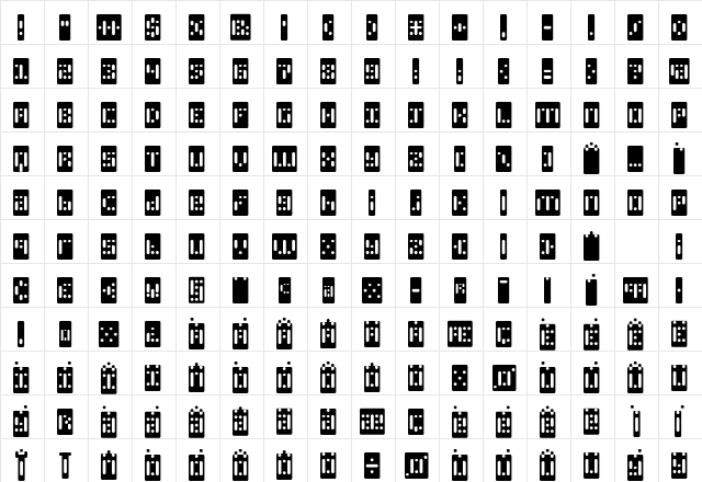 PhlexOcto Negative Regular  glyph index