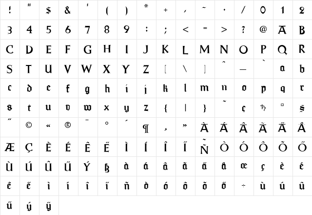 AIJessicaPlus Regular  glyph index