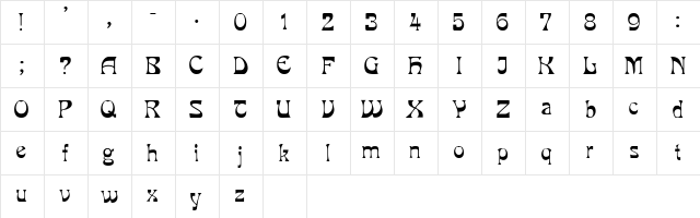 PescaderoSSK Regular  glyph index
