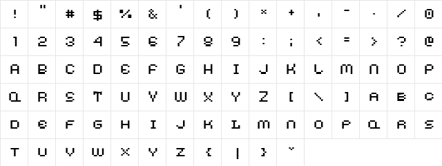 AuX DotBitC Xtra SmallCaps Regular  glyph index