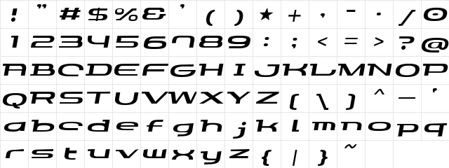 GauFontLoveRocket Regular  glyph index