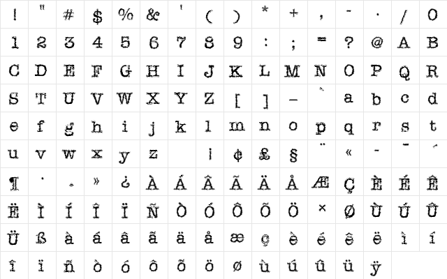 IceAgeDIn1 Regular  glyph index