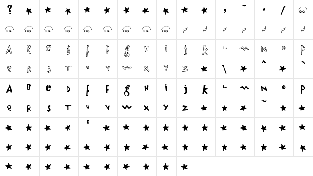 Airboy Regular  glyph index