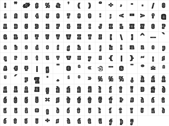 BurrisBlack Regular  glyph index