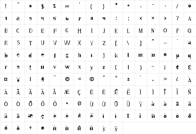 COLON Regular  glyph index