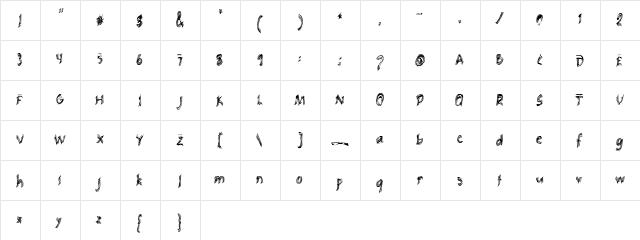 Racana Regular  glyph index