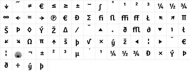 Karbid BoldExpert  glyph index