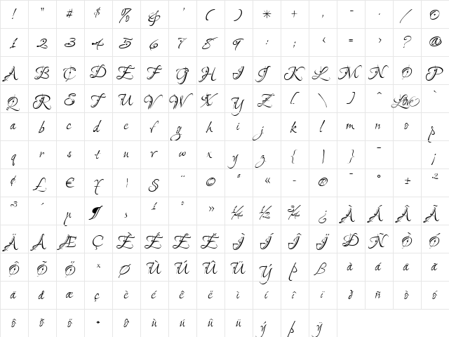 Love Light  glyph index