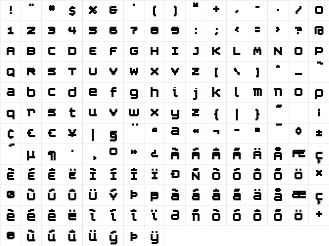 Blackgold Bold  glyph index